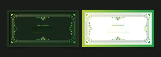 Elegant green art message card design vector