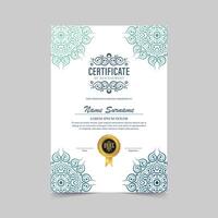 Gradient mandala award certificate template vector