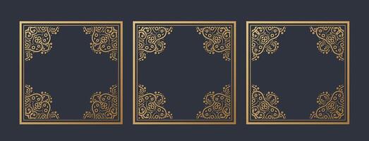 Set of gold decorative frame design background vector