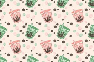 Bubble tea illustration seamless repeat pattern vector