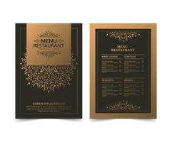 gold Menu Layout with Ornamental mandala Elements vector
