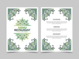 green and white restaurant menu with texture pattern elements vector