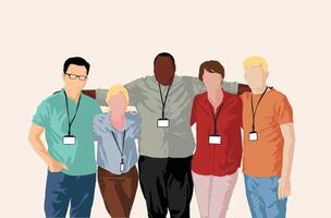 Group of different employee of a company. Teamwork with diverse people. No face colorful illustration vector