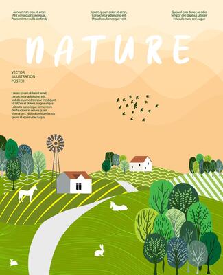 Nature and landscape, contemporary artistic poster.