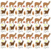 goat, alpaca with fruit as a pattern background vector