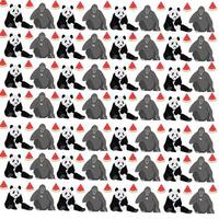 panda, gorilla with fruit as a pattern background vector