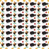 turkey, chicken with fruit as a pattern background vector