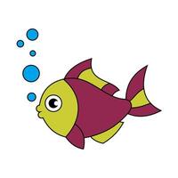 Cute fish cartoon illustration vector