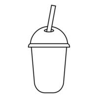 Cold drink glass line icon for web and apps vector