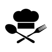 Chef hat symbol icon with spoon and fork vector
