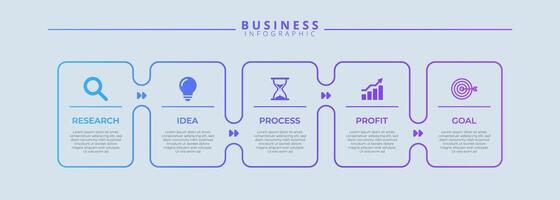 Professional infographic template showcasing 5 step timeline journey. Features clean process flow with 5 options, ideal for visualizing business strategies or project milestones. vector