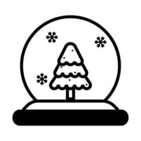 Christmas crystal decoration with pine tree and snowflakes icon in outline black high quality vector