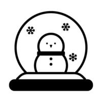 Christmas cystal ball with snowman icon in outline black high quality vector