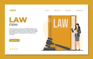 Law and justice website landing page template. Flat design illustration. vector