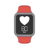 Smartwatch with heartbeat icon. Flat illustration of smart watch with heart icon for web design vector