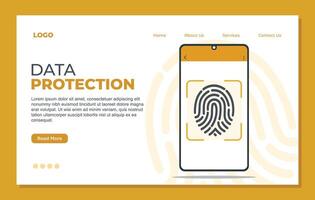 Data protection landing page template fingerprints vector