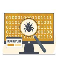 Binary code and bug. Bug in computer monitor. illustration vector