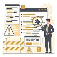 illustration of bug attack concept. Flat design style modern illustration. vector