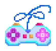 Vintage Pixel Game Controller, 8-bit Joystick Icon vector