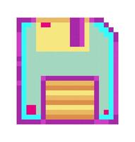 Retro Pixel Art Diskette, Floppy Disk 8-bit Icon. vector