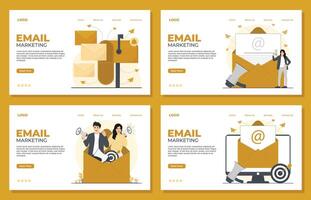 Email marketing landing page template concept. Set of flat illustrations of email marketing. vector