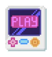 Vintage Pixel Art Handheld Game Console, 8bit Icon vector
