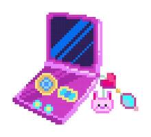 Vintage Pixel Art Handheld Game Console, 8bit Icon vector