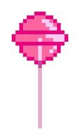 Retro Pixel Art Lollipop Candy, 8-bit Icon. vector