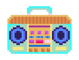 Retro Pixel Art Boombox, Music Player 8-bit Icon. vector