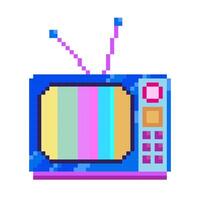 Retro Pixel Art TV No Signal Screen, 8-bit Icon. vector