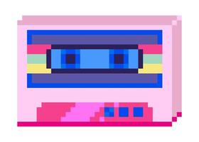 Retro Pixel Art Audio Casette Tape, 8-bit Icon. vector