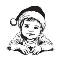 Baby wearing a santa hat Portrait of a happy cute baby stock image isolated on white background vector