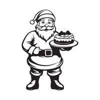 Santa Claus Standing Holding Christmas Cake stock image isolated on white background vector