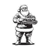 Santa Claus Holding Christmas Cake stock image isolated on white background vector