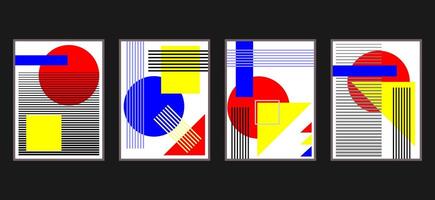 Set of neo-Memphis style covers. Collection of cool bright covers. Abstract shapes compositions. vector