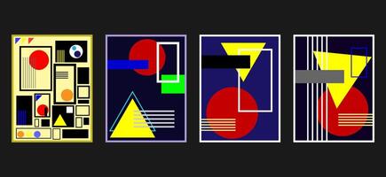 Minimal Geometric Abstract Cover Poster Set. brutalism Abstract Shape Background for Magazine Brochure Flyer and Page Layout. vector