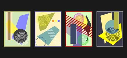 Modern brutalism abstract covers set, minimal covers design. Colorful geometric background, abstract illustration vector