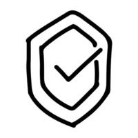 Doodle Icon of Secure Shield and Approve vector