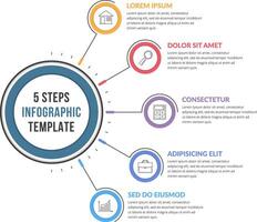 Infographic template with five steps or options, workflow, process diagram vector