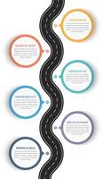 Road infographics with six pointers with place for your text vector