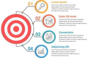 Infographic template with target with four steps or options, workflow, process diagram vector