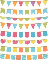 Different colorful bunting for decoration of invitations, greeting cards etc, bunting flags vector