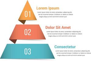 Pyramid infographic template with three elements vector
