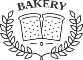 Bakery emblem with bread and laurel wreath vector