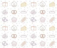 Seamless pattern for bakery with colored line icons vector