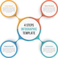Circle diagram infographic template with four steps or options, workflow, process vector