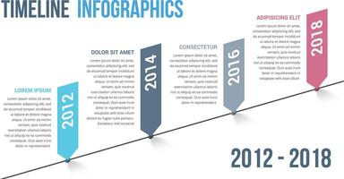 Timeline infographics template with diagonal line and four pointers vector