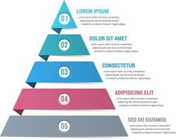 Pyramid infographic template with five elements vector