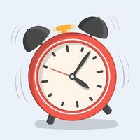 Red alarm clock, flat design vector