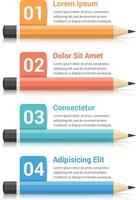 Pencils with numbers and text, education infographics vector